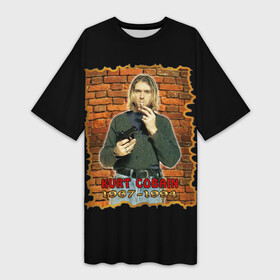 Платье-футболка 3D с принтом Kurt Cobain (1967  1994) в Курске,  |  | anarchy | courtney love | kurt cobain | music | nirvana | punks not dead | rock music | анархия | гаражный рок | гитара | гранж | кортни лав | курт кобейн | металл | нирвана | панк рок | рок музыка | рок н ролл | рокер | трэш метал