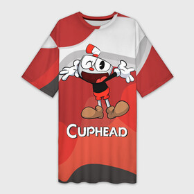Платье-футболка 3D с принтом Cuphead веселая красная чашечка в Курске,  |  | cuphead | cupheadshow | игра чашки | капхед | капхэд | нетфликс | чашечки | чашка | чашки | шоу | шоу чашечка