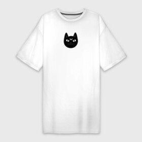 Платье-футболка хлопок с принтом Мистический чёрный кот с полумесяцем в Курске,  |  | ведьма | звезды | кот | кот ведьмы | коты | луна | мистика | полумесяц | смешные коты | чёрные коты | чёрный кот