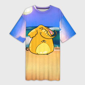 Платье-футболка 3D с принтом Желтый слон в Курске,  |  | желтый слон | слон | слоненок | слониха | слоны