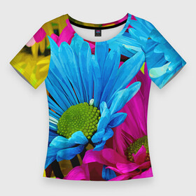 Женская футболка 3D Slim с принтом Ромашки  Pattern в Курске,  |  | chamomile | color | flower | petal | лепесток | ромашка | цвет | цветок
