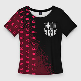Женская футболка 3D Slim с принтом БАРСА + Арт в Курске,  |  | barca | barcelona | barsa | barselona | fcb | logo | messi | барса | барселона | знак | клуб | краска | лого | логотип | логотипы | месси | паттерн | символ | символы | спрей | футбол | футбольная | футбольный