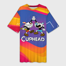 Платье-футболка 3D с принтом Веселые чашечки  Cuphead в Курске,  |  | cuphead | cupheadshow | игра чашки | капхед | капхэд | нетфликс | чашечки | чашка | чашки | шоу | шоу чашечка