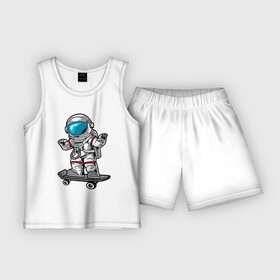 Детская пижама с шортами хлопок с принтом Космонавт  скейтер в Курске,  |  | астронавт | космонавт | космос | скейт | скейтер
