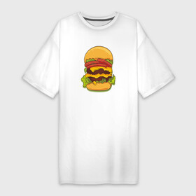Платье-футболка хлопок с принтом Самый вкусный гамбургер в Курске,  |  | hamburger | бургер | бутерброд | гамбургер | еда | мак | сендвич