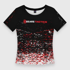 Женская футболка 3D Slim с принтом gears tactics белые красные брызги в Курске,  |  | gameplay | gears | gears of war | gears of war tactics | gears tactics | gears tactics gameplay | gears tactics review | pc | игра