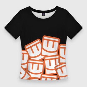 Женская футболка 3D Slim с принтом Куча смайликов из REC ROOM в Курске,  |  | game | rec room | vr | vr game | виар | виртуальная реальность | игры виар | рек рум | рекрум | смайлик