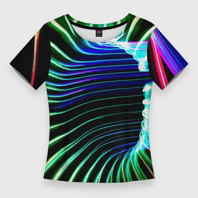 Женская футболка 3D Slim с принтом Portal  Fashion pattern  Neon в Курске,  |  | color | fashion | neon | pattern | portal | мода | неон | портал | узор | цвет