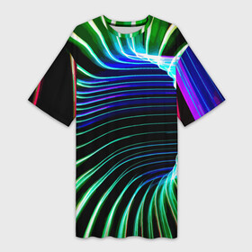 Платье-футболка 3D с принтом Portal  Fashion pattern  Neon в Курске,  |  | color | fashion | neon | pattern | portal | мода | неон | портал | узор | цвет