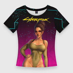 Женская футболка 3D Slim с принтом sexy сyberpunk Panam 18+ в Курске,  |  | 2077 | cyberpunk | cyberpunk 2077 | judy | night city | vi | ви | джуди | жуди | кибер | киберпанк | найтсити | панк