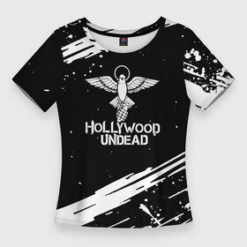 Женская футболка 3D Slim с принтом hollywood undead logo в Курске,  |  | full | hollywood | hollywood undead | lyrics | music | official | records | rock | song | theextremeundead | undead | video | youtube