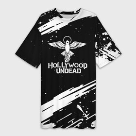 Платье-футболка 3D с принтом hollywood undead logo в Курске,  |  | Тематика изображения на принте: full | hollywood | hollywood undead | lyrics | music | official | records | rock | song | theextremeundead | undead | video | youtube