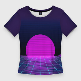 Женская футболка 3D Slim с принтом Закат розового солнца  Vaporwave  Психоделика в Курске,  |  | color | fashion | psychedelic | retro | sun | sunset | synthwave | vaporwave | закат | мода | психоделика | ретро | синтвейв | солнце | цвет