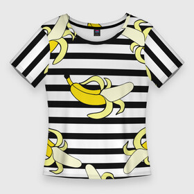 Женская футболка 3D Slim с принтом Banana pattern  Summer в Курске,  |  | Тематика изображения на принте: banana | fashion | pattern | summer | банан | лето | мода | узор