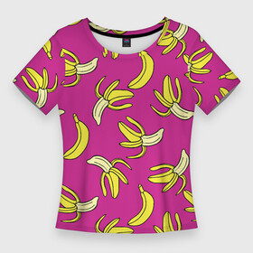 Женская футболка 3D Slim с принтом Banana pattern  Summer  Color в Курске,  |  | Тематика изображения на принте: banana | color | pattern | summer | банан | лето | узор | цвет