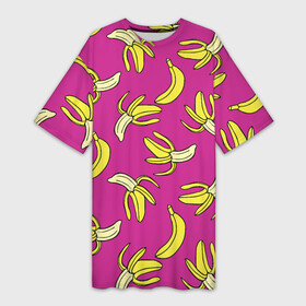 Платье-футболка 3D с принтом Banana pattern  Summer  Color в Курске,  |  | Тематика изображения на принте: banana | color | pattern | summer | банан | лето | узор | цвет