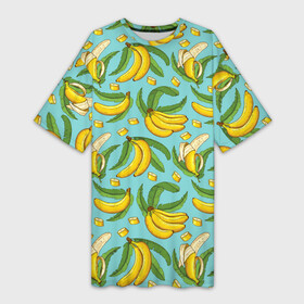 Платье-футболка 3D с принтом Banana pattern  Summer  Fashion 2022 в Курске,  |  | Тематика изображения на принте: banana | fashion | pattern | summer | банан | лето | мода | узор