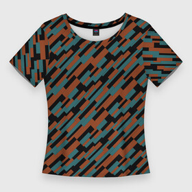 Женская футболка 3D Slim с принтом Разноцветные прямоугольники абстракция в Курске,  |  | abstraction | rectangles | squares | абстракция | квадраты | линии | молодежный | оранжевый | прямоугольники | синий | современный | фигуры | черный