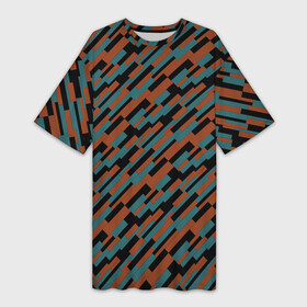 Платье-футболка 3D с принтом Разноцветные прямоугольники абстракция в Курске,  |  | abstraction | rectangles | squares | абстракция | квадраты | линии | молодежный | оранжевый | прямоугольники | синий | современный | фигуры | черный