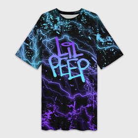 Платье-футболка 3D с принтом lil peep  neon  молнии в Курске,  |  | lil peep | lil prince | pink | зарубежная музыка | лил пип | маленький принц