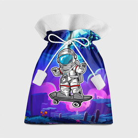 Подарочный 3D мешок с принтом Космонавт - скейтер в Курске, 100% полиэстер | Размер: 29*39 см | астронавт | космонавт | космос | скейт | скейтер