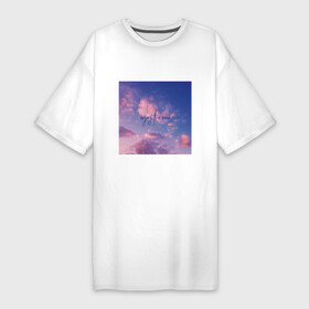 Платье-футболка хлопок с принтом Enjoy the now в Курске,  |  | aethetic | clouds | inspiration | minimalism | motivation | pinterest | quote | sky | вдохновение | закат | минимализм | мотивация | небо | облака | оптимизм | пинтерест | подарок девушке | природа | цитата | эстетика | эстетичный