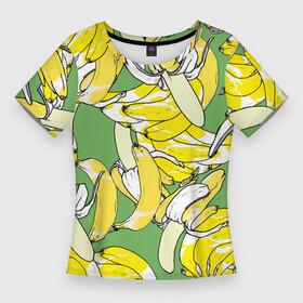 Женская футболка 3D Slim с принтом Banana pattern  Summer  Food в Курске,  |  | Тематика изображения на принте: banana | food | pattern | summer | банан | еда | лето | узор