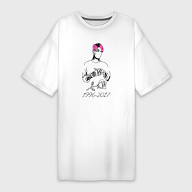 Платье-футболка хлопок с принтом lil peep 1996 2017 в Курске,  |  | come over when youre sober | lil | lil peep | lil tracy | lilpeep | little | official | peep | rap | star shopping | video