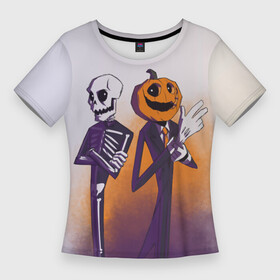 Женская футболка 3D Slim с принтом Spooky Month. Skid and Pump в Курске,  |  | pump | skid | spooky dance | spooky month | жуткий месяц | жуткий танец | памп | скид