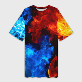 Платье-футболка 3D с принтом Огонь  Вода  Инь  Янь в Курске,  |  | element | fire | flame | water | вода | инь янь | огонь | пламя | стихия