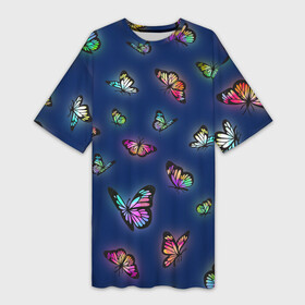 Платье-футболка 3D с принтом Бабочки бак бяк в Курске,  |  | бабочки | букашки | жуки | насекомые | радуга