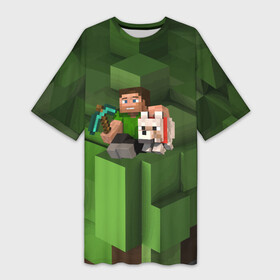 Платье-футболка 3D с принтом Minecraft  Heroes  Video game в Курске,  |  | boy | dog | heroes | minecraft | video game | видеоигра | герои | майнкрафт | персонажи | собака