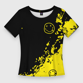 Женская футболка 3D Slim с принтом nirvana  смайл в Курске,  |  | dave grohl | geffen | krist novoselic | kurt cobain | nirvana | rock | smile | курт кобейн | нирвана | смайл