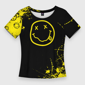 Женская футболка 3D Slim с принтом nirvana  texture  смайл в Курске,  |  | dave grohl | geffen | krist novoselic | kurt cobain | nirvana | rock | smile | курт кобейн | нирвана | смайл