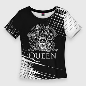 Женская футболка 3D Slim с принтом Queen герб квин в Курске,  |  | queen | квин | мистер робот | музыка | рами малек | рок | фредди меркьюри