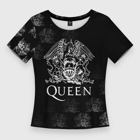 Женская футболка 3D Slim с принтом Queen pattern в Курске,  |  | queen | квин | мистер робот | музыка | рами малек | рок | фредди меркьюри