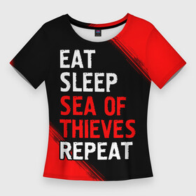 Женская футболка 3D Slim с принтом Eat Sleep Sea of Thieves Repeat  Краски в Курске,  |  | Тематика изображения на принте: eat sleep sea of thieves repeat | logo | sea | thieves | воров | игра | игры | краска | лого | логотип | море | символ