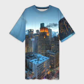 Платье-футболка 3D с принтом Городские будни в Курске,  |  | city | будни | город | дома | мегаполис