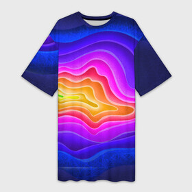 Платье-футболка 3D с принтом Растекание красок в Курске,  |  | абстракции | краски | кратер вулкана | объёмная абстракция | радуга | яркие цвета