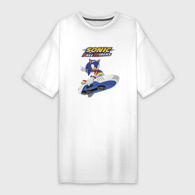 Платье-футболка хлопок с принтом Sonic Free Riders  Hedgehog  Racer в Курске,  |  | hedgehog | nintendo | racer | sonic | speed | video game | видеоигра | гонщик | ёж | нинтендо | очки | скорость | соник