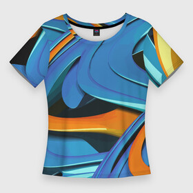 Женская футболка 3D Slim с принтом Abstraction  Fashion 2037 в Курске,  |  | abstraction | color | fashion | pattern | wave | абстракция | волна | мода | узор | цвет