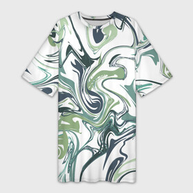 Платье-футболка 3D с принтом Зеленый мрамор. Абстрактный узор с прожилками и разводами в оттенках зеленого в Курске,  |  | абстракция | белый фон | волны | завитки | зеленый | мрамор | мраморная текстура | мраморный | прожилки | разводы | салатовый | темнозеленый