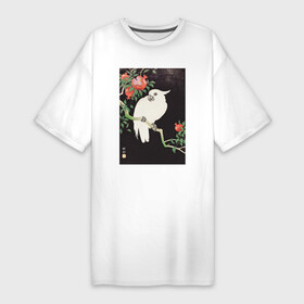 Платье-футболка хлопок с принтом Cockatoo and Pomegranate в Курске,  |  | japan | ohara koson | винтаж | искусство | картины | культура японии | охара косон | попугай | птицы | япония | японская культура