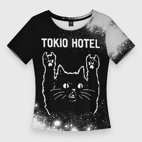 Женская футболка 3D Slim с принтом Tokio Hotel  Rock Cat в Курске,  |  | band | hotel | metal | paint | rock | tokio | tokio hotel | брызги | группа | кот | краска | отель | рок | рок кот | токио