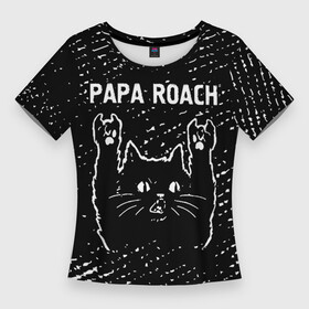 Женская футболка 3D Slim с принтом Papa Roach  Rock Cat в Курске,  |  | band | metal | papa | papa roach | roach | rock | гранж | группа | кот | папа | рок | рок кот | роуч