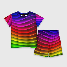 Детский костюм с шортами 3D с принтом Color line neon pattern  Abstraction  Summer 2023 в Курске,  |  | abstraction | color | fashion | line | neon | pattern | stripe | summer | абстракция | лето | линия | мода | неон | полоса | узор | цвет