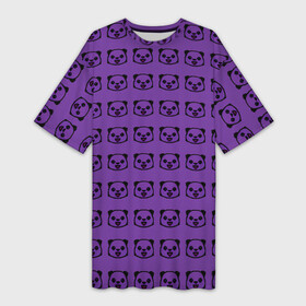 Платье-футболка 3D с принтом Purple Panda в Курске,  |  | Тематика изображения на принте: ailuropoda | ailuropodinae | pandaanimal | pandabear | pandaworld | маленькая панда | медведь кошка | милые панды | неуклюжие панды | панда | панда падает | панды играют | пятнистый медведь | смешные панды | черно белая окраска
