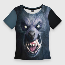 Женская футболка 3D Slim с принтом Оборотень  Волк в Курске,  |  | handeyework | horror | wolf | апокалипсис | арт | беги | волк | зверь | злой | зомби | зубы | клыки | оборотень | оскал | пес | серый волк | собака | страшный | страшный зверь | хоррор