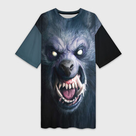 Платье-футболка 3D с принтом Оборотень  Волк в Курске,  |  | handeyework | horror | wolf | апокалипсис | арт | беги | волк | зверь | злой | зомби | зубы | клыки | оборотень | оскал | пес | серый волк | собака | страшный | страшный зверь | хоррор