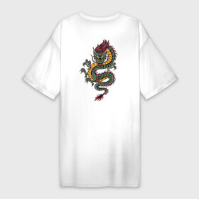 Платье-футболка хлопок с принтом Зелёный китайский дракон Lun в Курске,  |  | china | chineese | dragon | dragons | snake dragon | большой дракон | в виде змеи | длинный дракон | дракон змей | дракон на спине | змеиный дракон | змей лун | китайская мифология | лун | лун сюй | огромный дракон